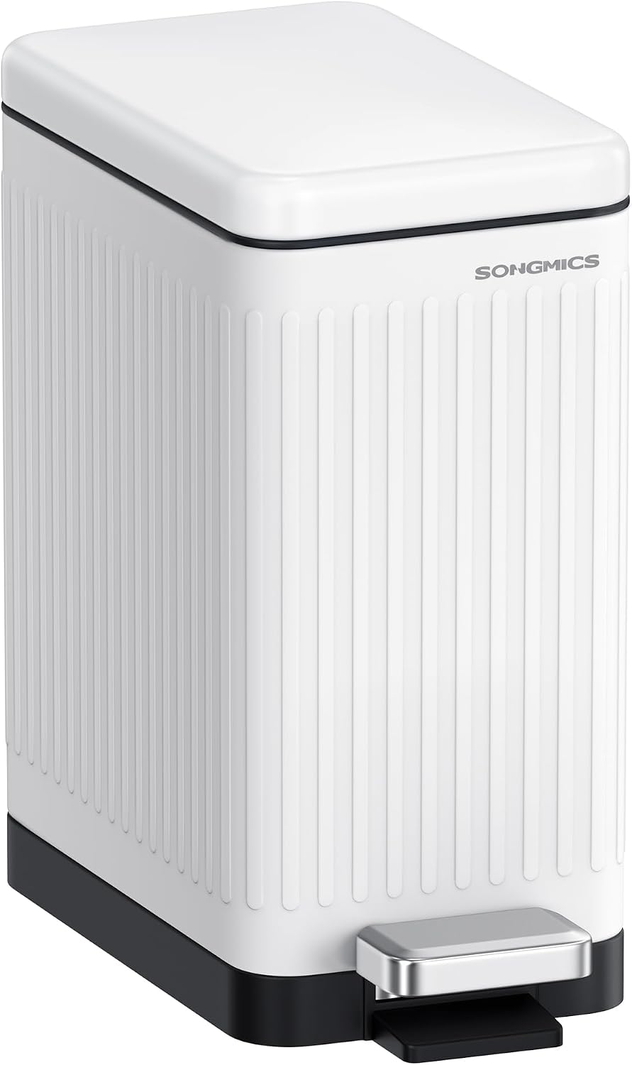 Cubo basura baño acero inox 10L cierre suave blanco