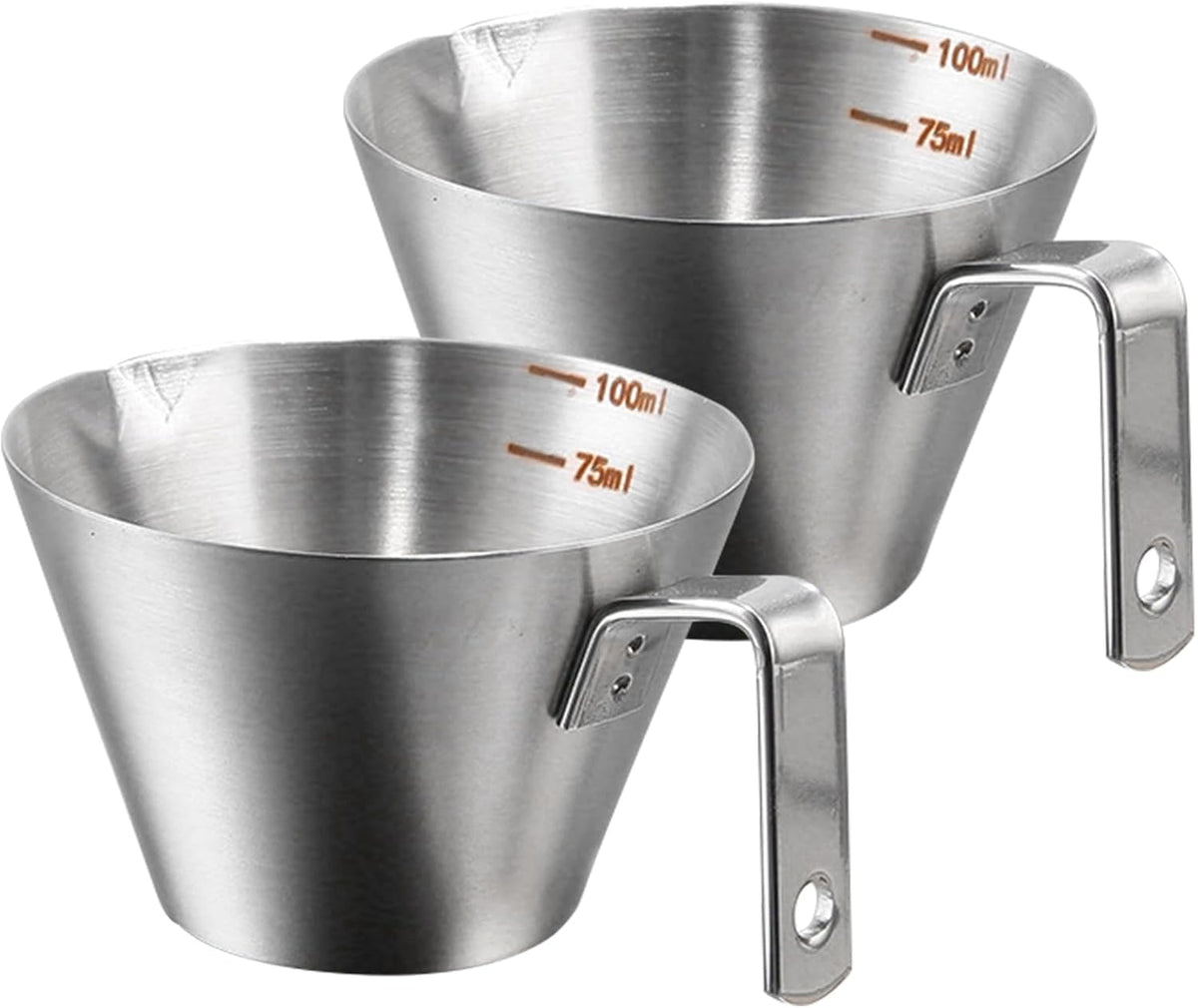 2 Pzas Taza Medidora Acero Inox para Espresso Barista