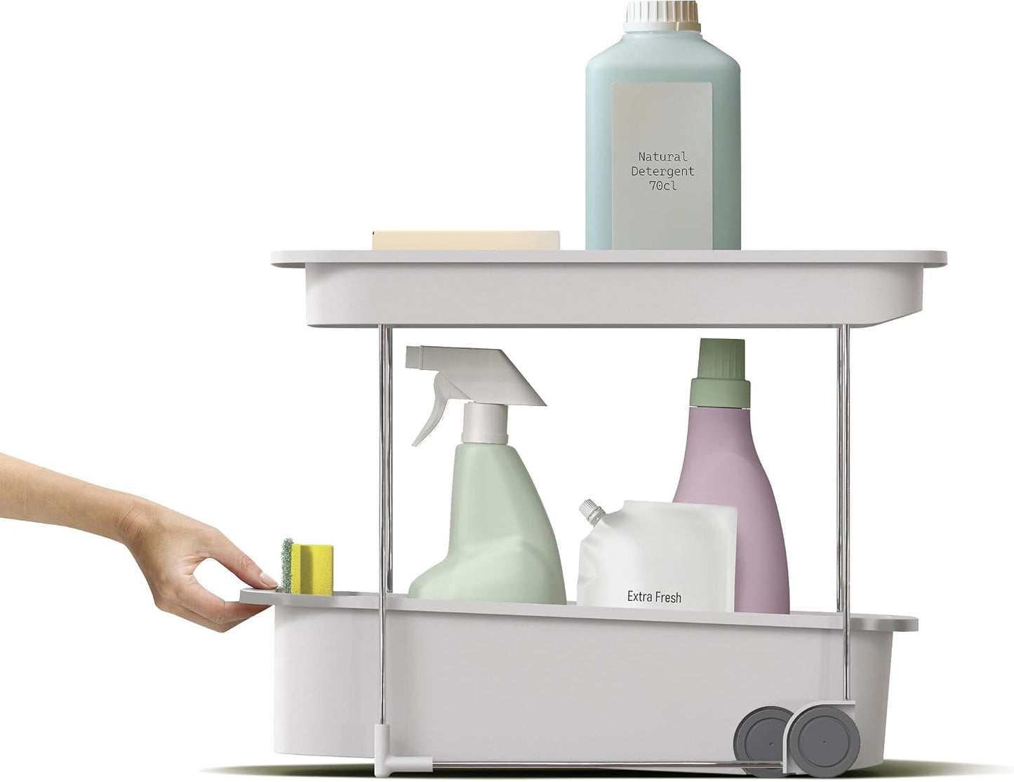 Organiz. cocina con ruedas 2 niveles plástico reciclado