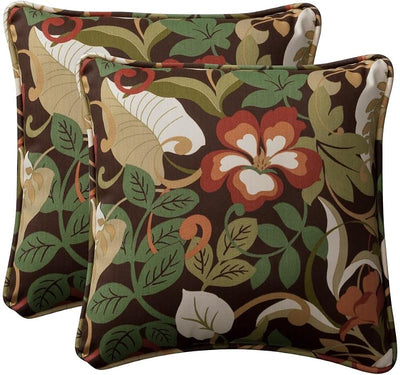 Almohada decorativa felpa resistente 18.5x18.5" marrón/verde