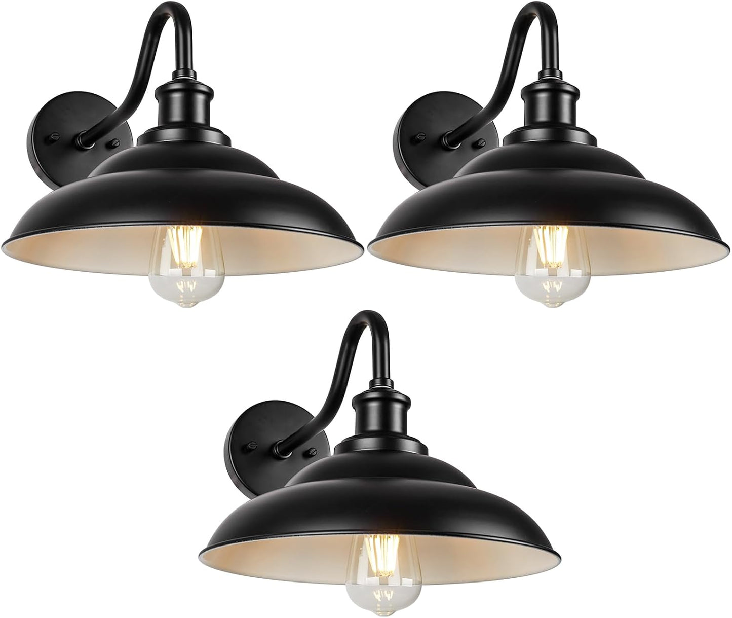 Luz granero exterior 12pulg aplique pared negra
