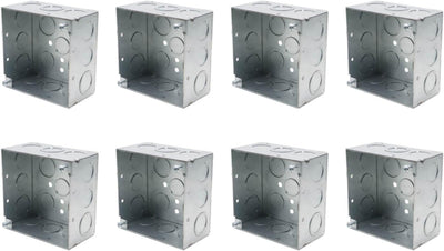 8 Cajas Eléctricas Cuadradas 2-1/8'' Metal Galvanizado