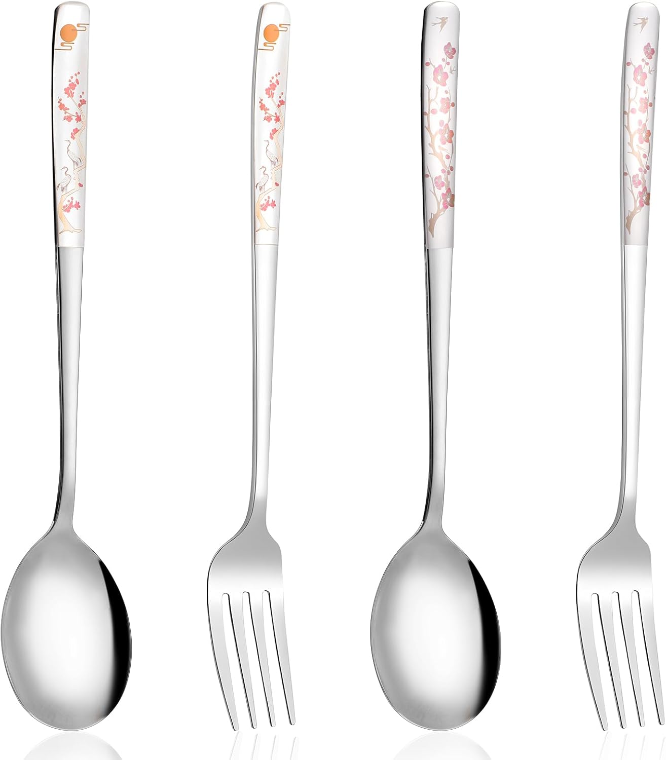 Set 4 tenedores y cucharas coreanas acero inox
