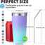 Vaso acero inox 20oz con tapa popote doble pared azul morado