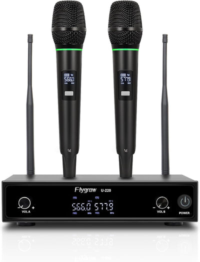 Micrófono inalámbrico UHF dual metal para karaoke y eventos