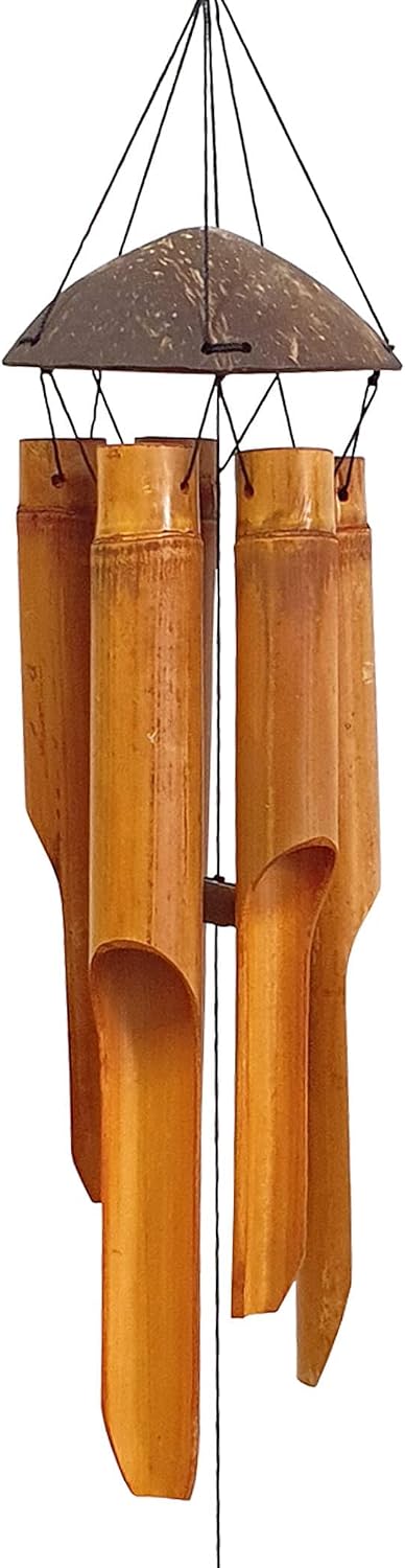 Campanas viento bambú madera coco 25" decoración hogar