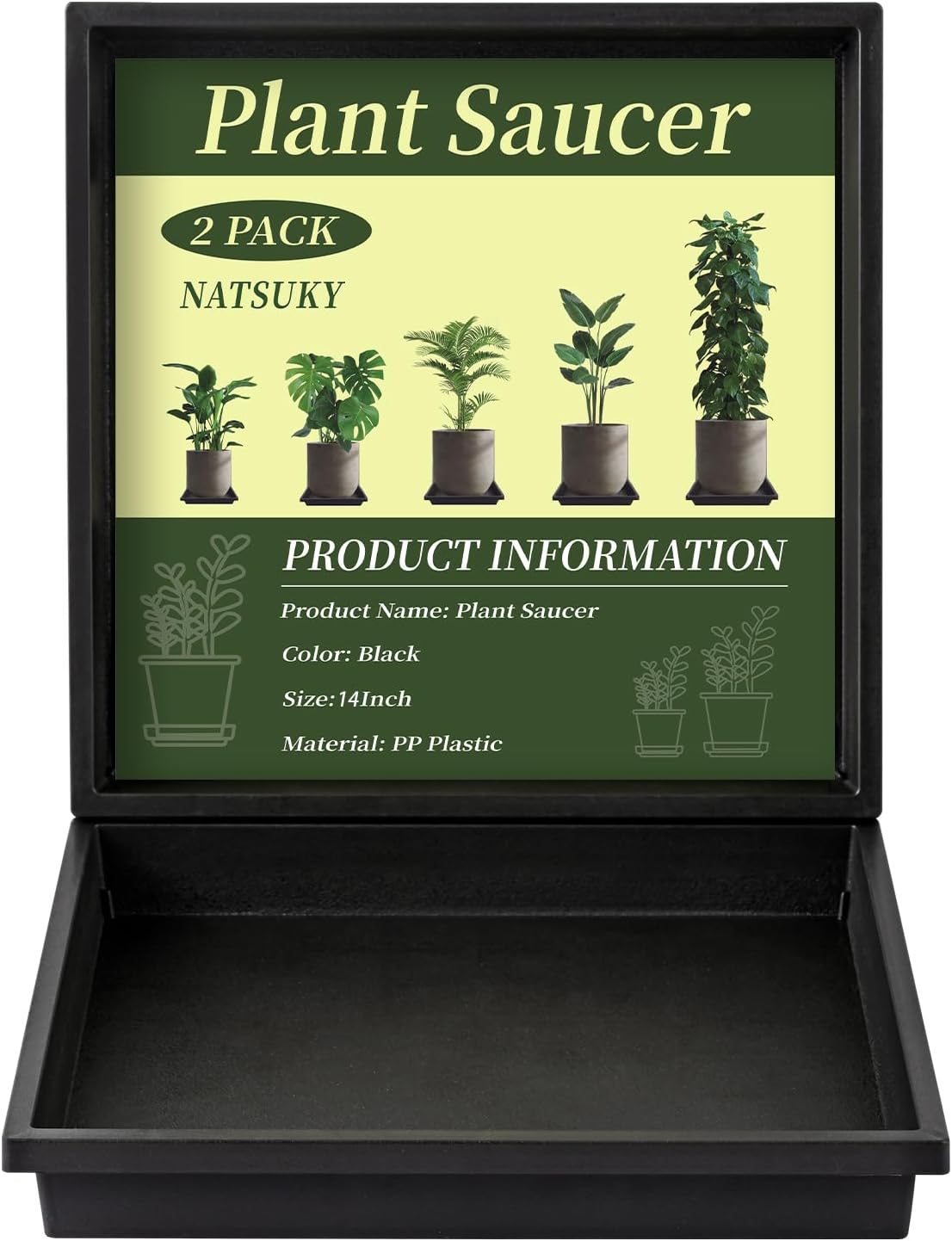 Platillo cuadrado para plantas 14pulg set 2 plástico resistente