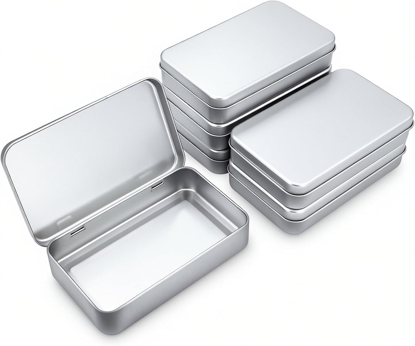 6 Recipientes Metal Plata 5.9x3.5x1.2" Organiz. Hogar