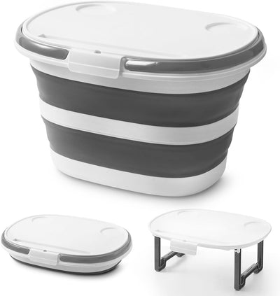 Cubo plegable 16l con tapa multifuncional para camping y playa