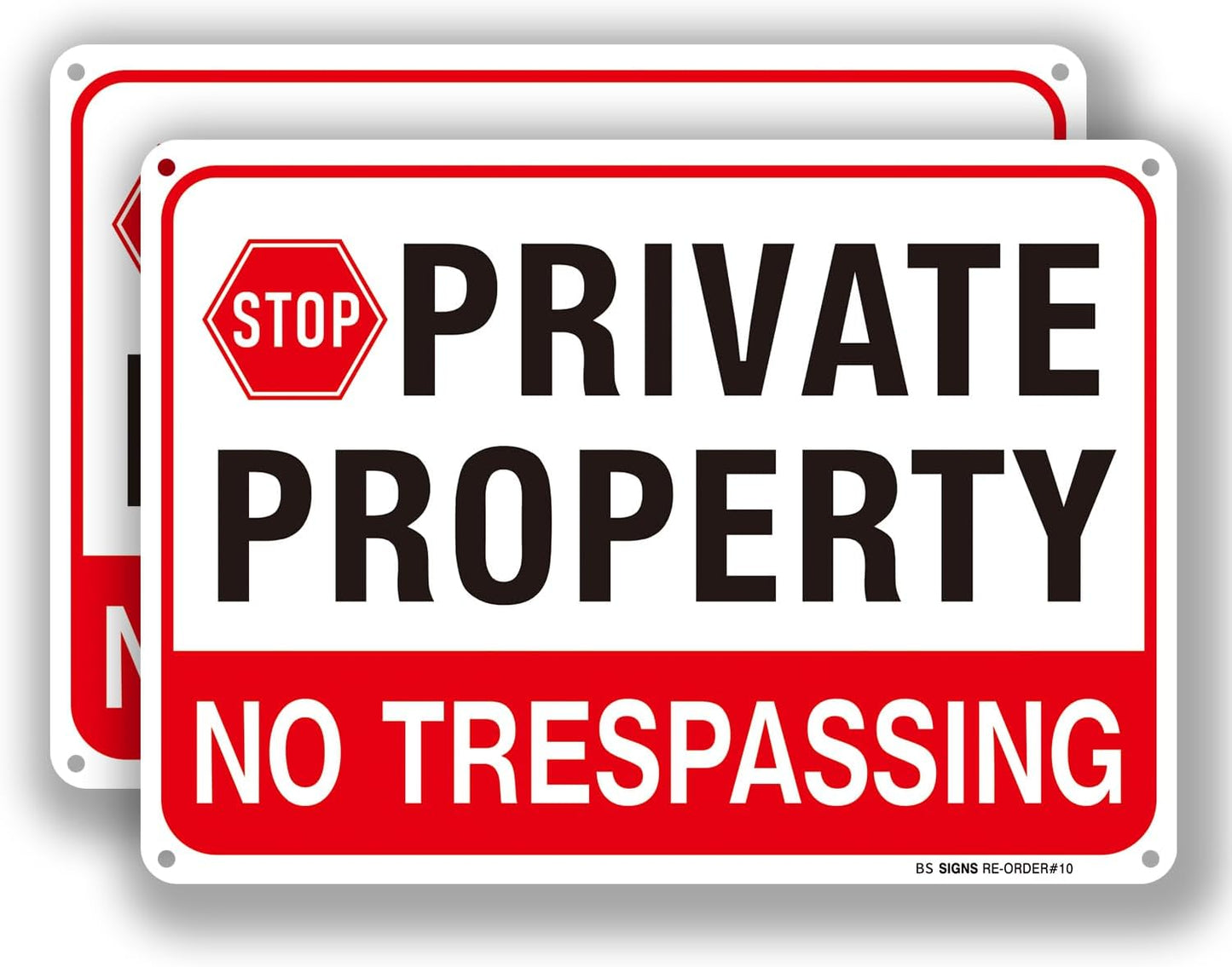 Señales No Trespassing aluminio 10x7" 2pzas duradero