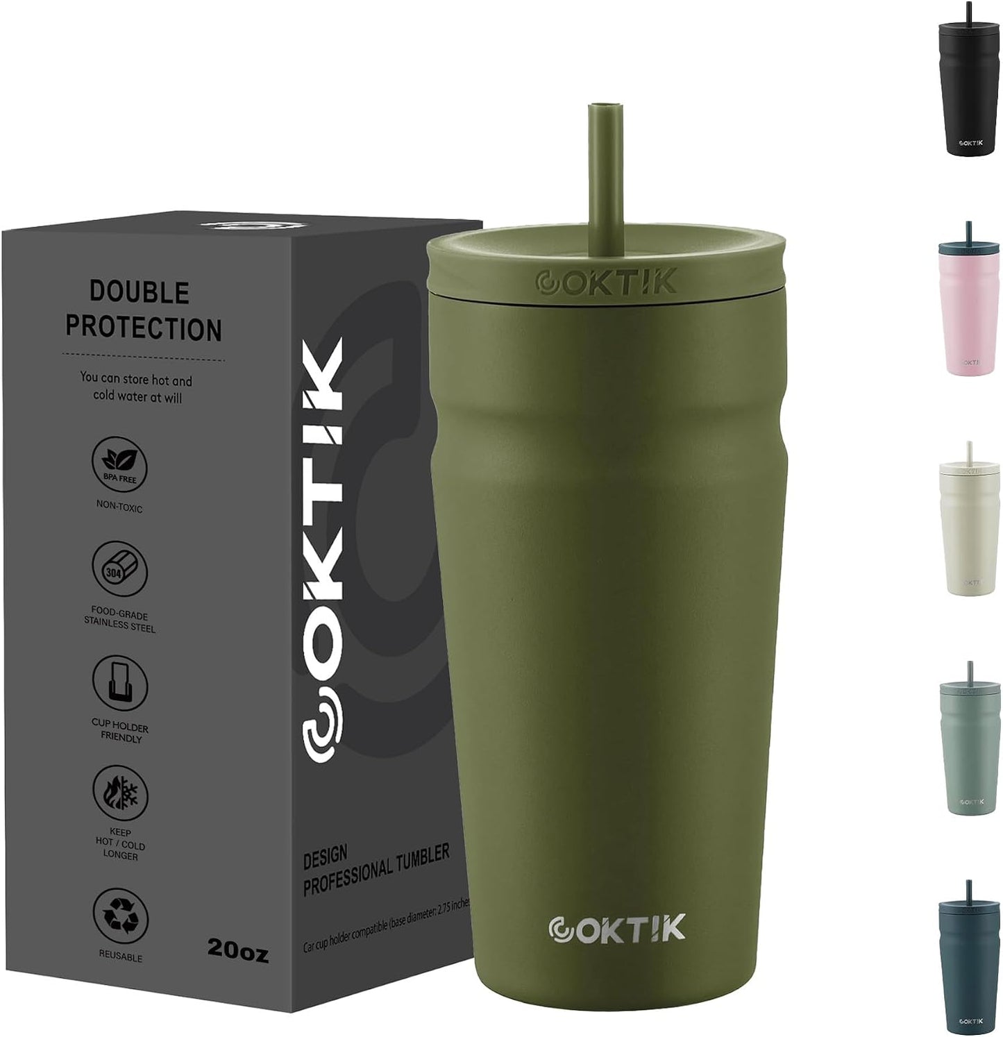 Vaso térmico acero inox con pajita 600ml