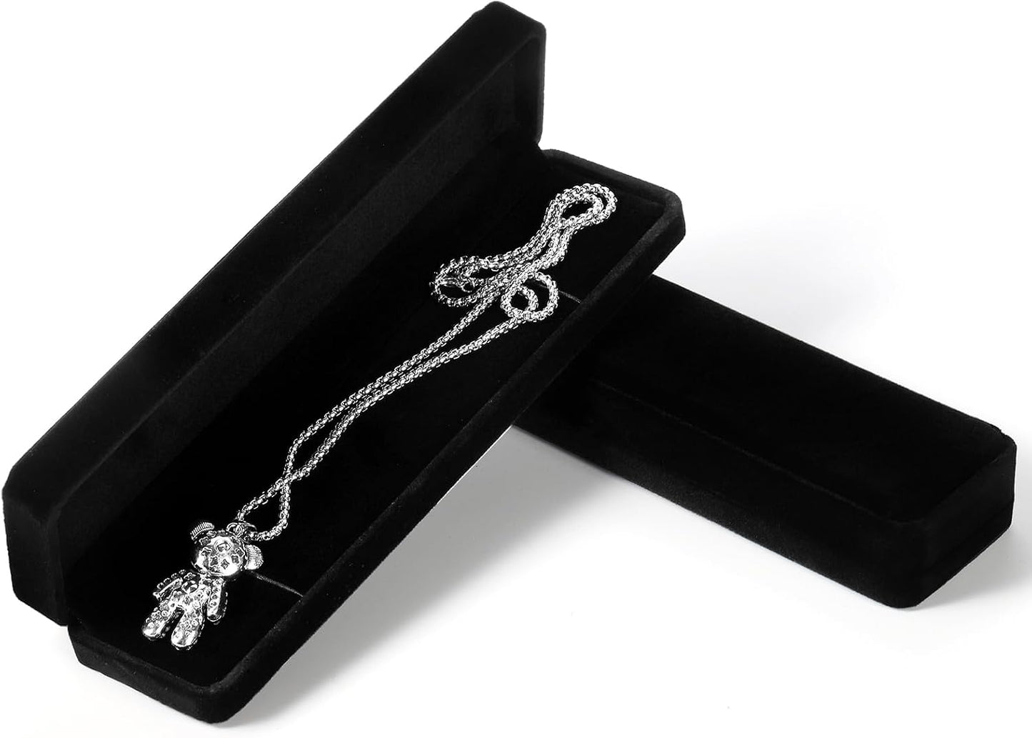 Set 8 cajas terciopelo negro para joyas y regalos