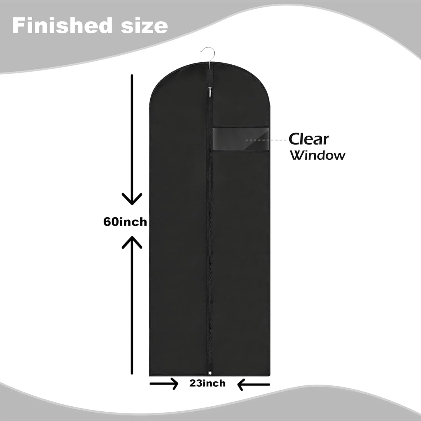 Bolsas para vestidos largos 60" pack 2 negro