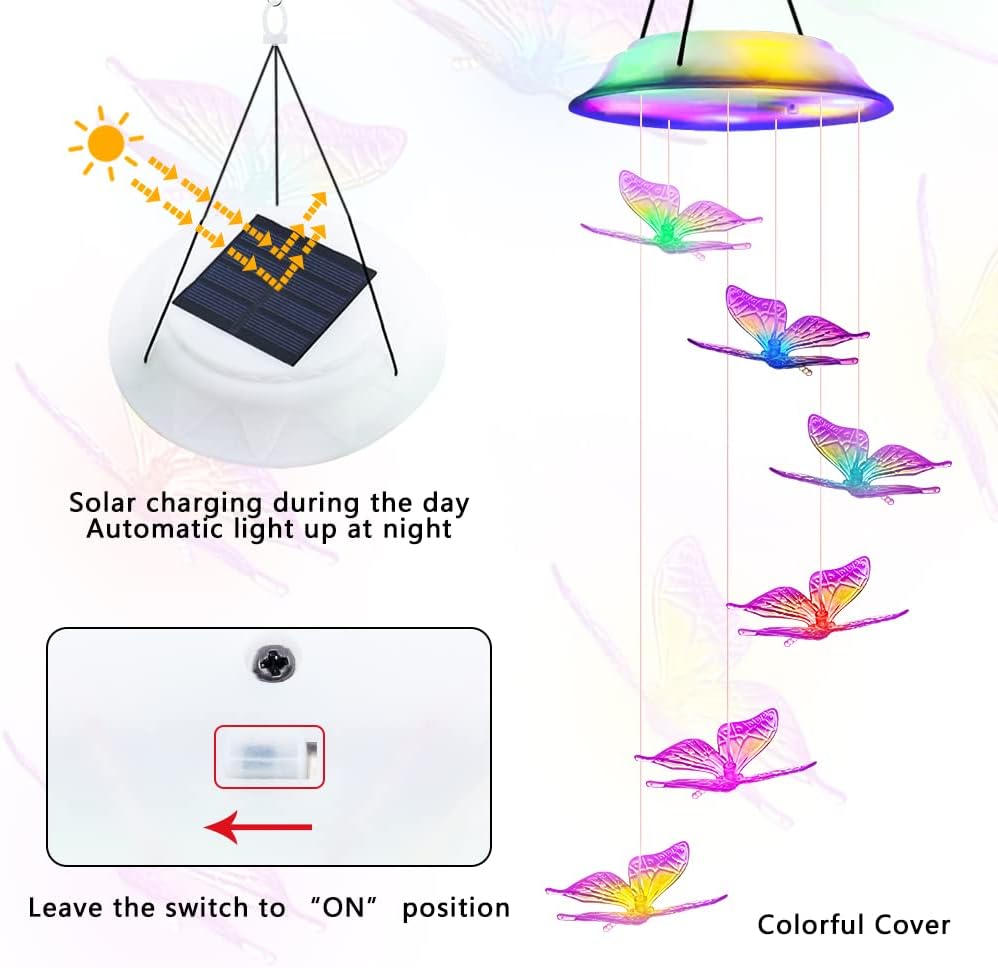 Campanillas viento solares con luces LED impermeables