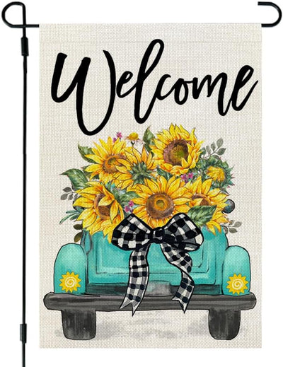 Bandera jardín doble cara 12x18pulg girasoles arpillera