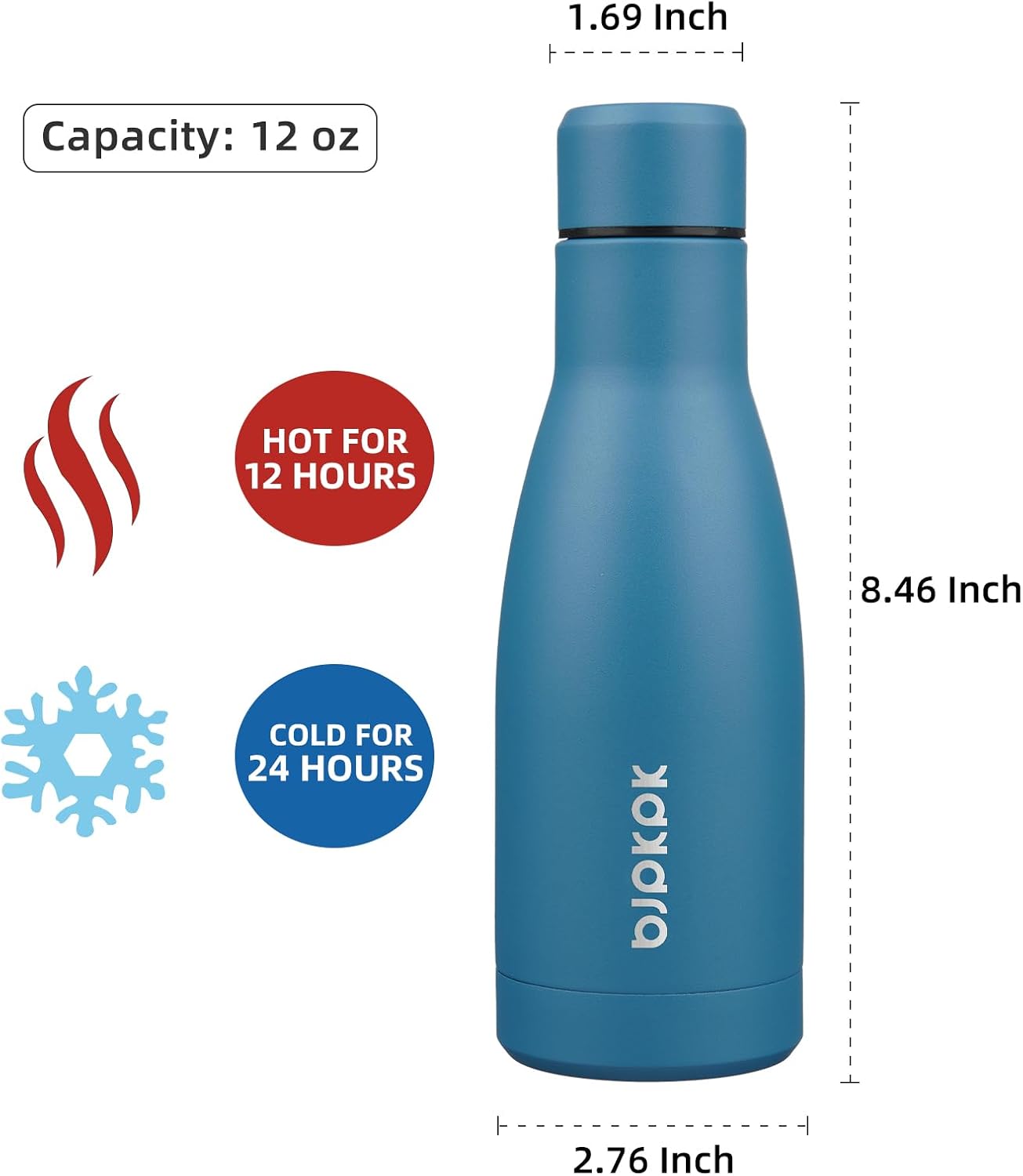 Botella agua acero inox 12oz doble pared vacío azul marino