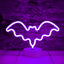 Lámpara LED murciélago neón morado para dormitorio bar Halloween