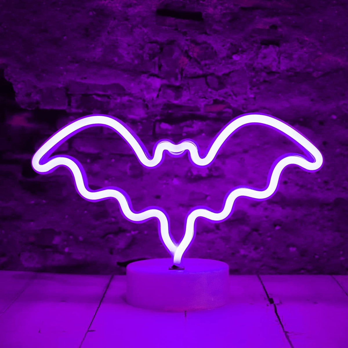 Lámpara LED murciélago neón morado para dormitorio bar Halloween