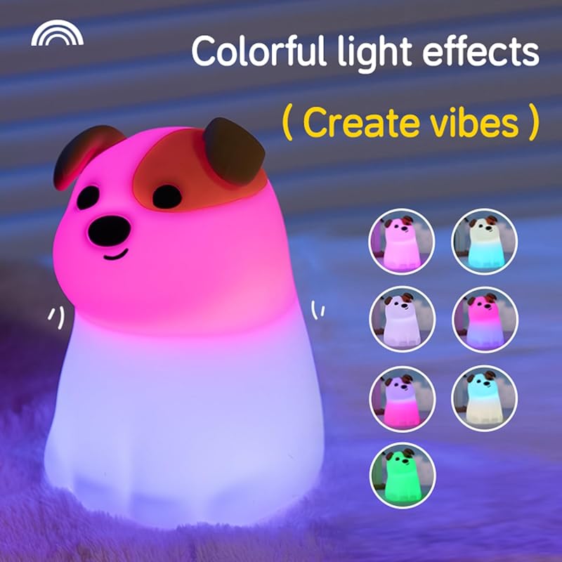 Luz nocturna LED para cachorros 7 colores con control táctil