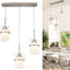 Lámpara colgante 3 luces níquel vidrio leche cocina
