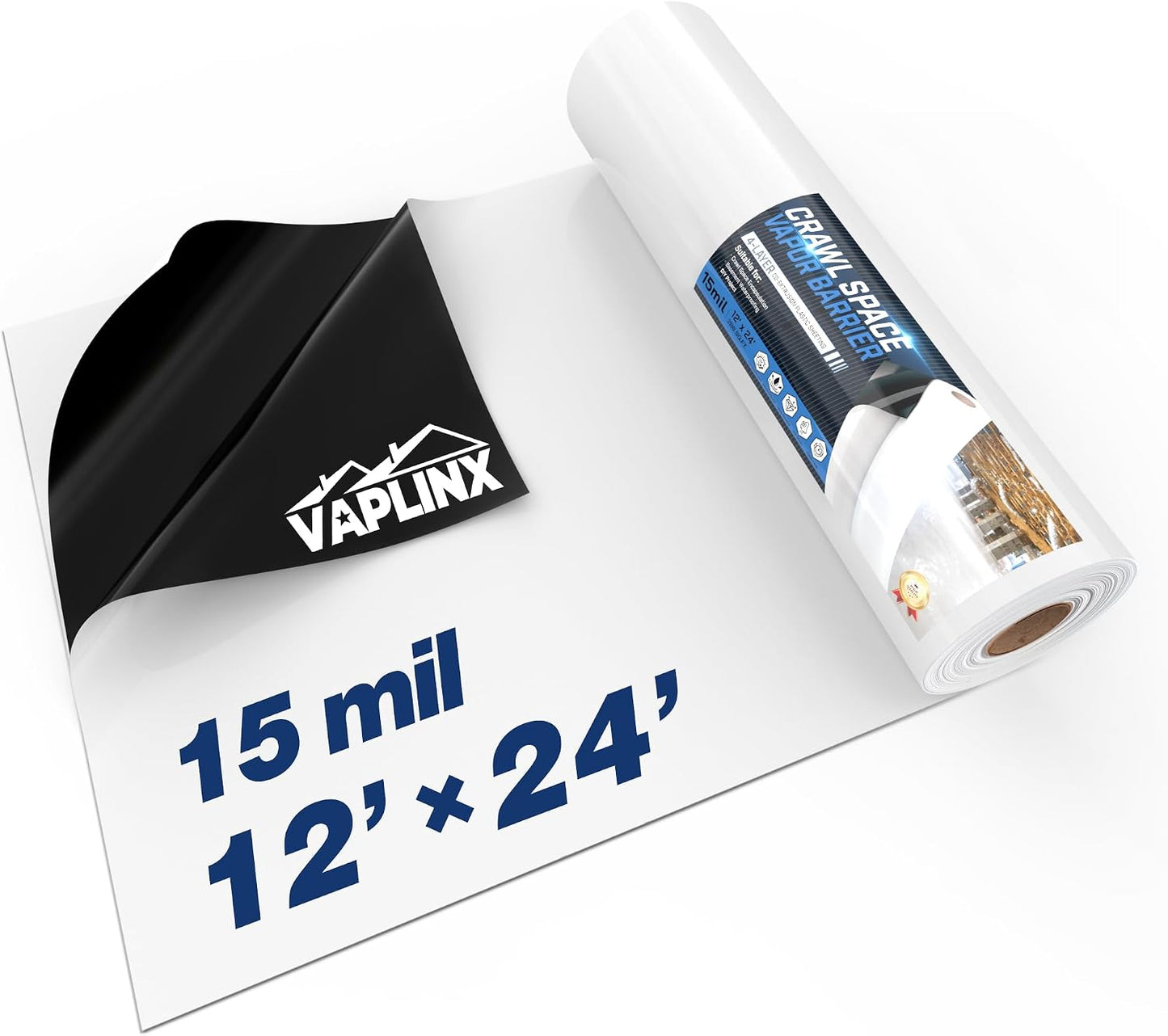 Barrera vapor 15 mil 12x24ft plástico resistente