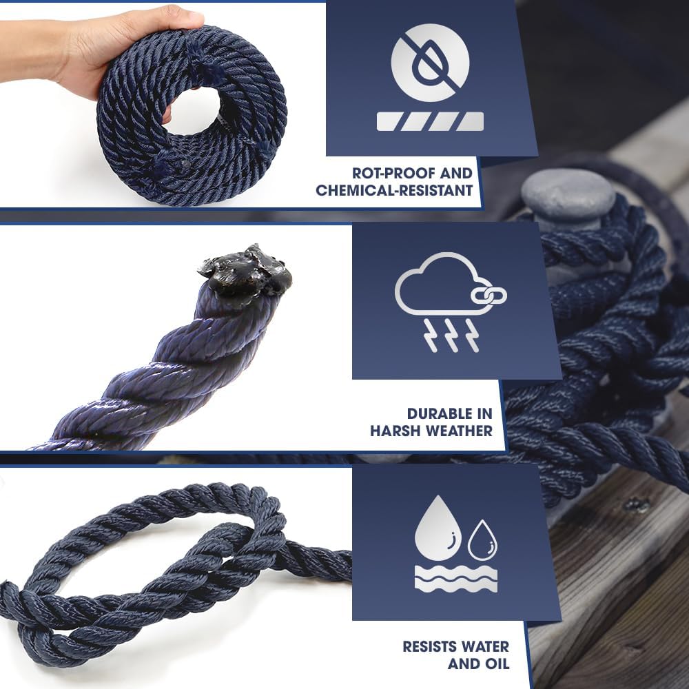 Cuerda PP poliéster impermeable 1/2" x32pies azul