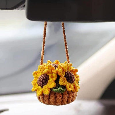 Adorno crochet para espejo coche estilo boho colgante verde