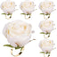 6 Servilleteros Rosas Blancas con Soporte Dorado