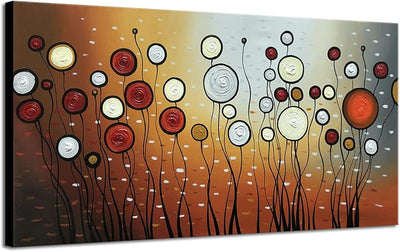 Pintura al óleo flores abstractas modernas listo para colgar