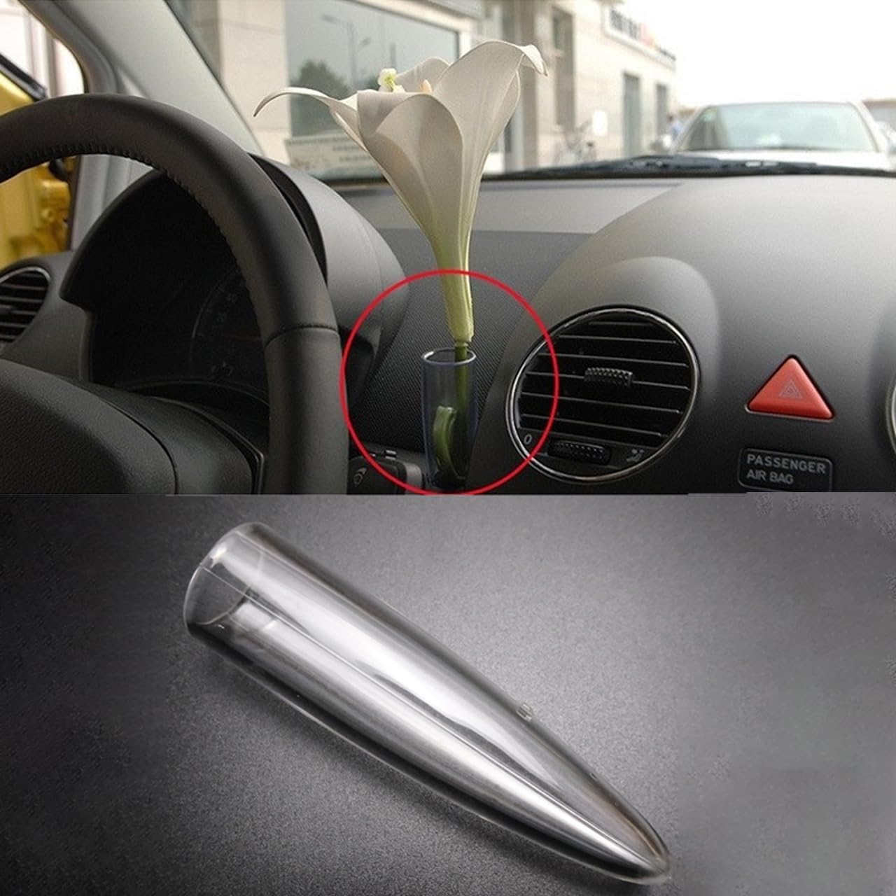 Florero transparente para VW New Beetle