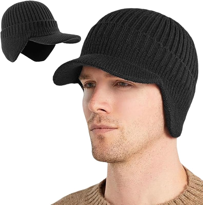 Gorro punto elástico invierno con visera y orejeras hombre