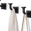 3 Ganchos Pared Negro Mate para Baño Dormitorio