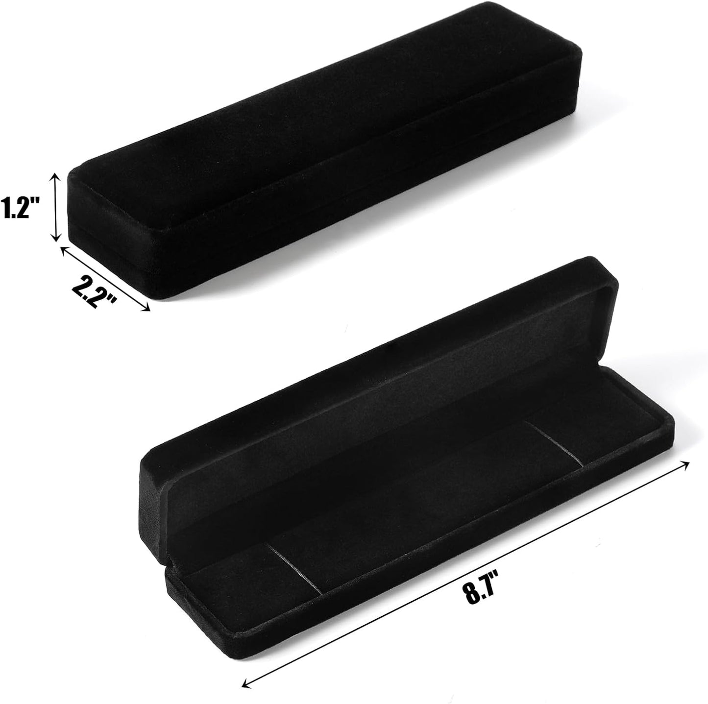 Set 8 cajas terciopelo negro para joyas y regalos
