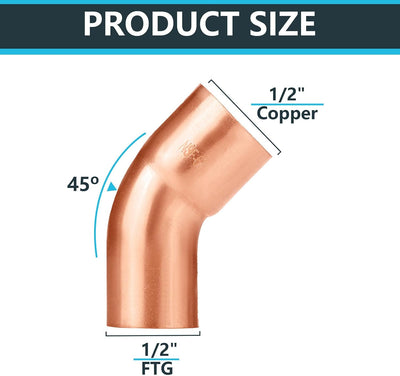10 Accesorios Cobre 1/2pulg Codo 45grados Soldadura Sudor