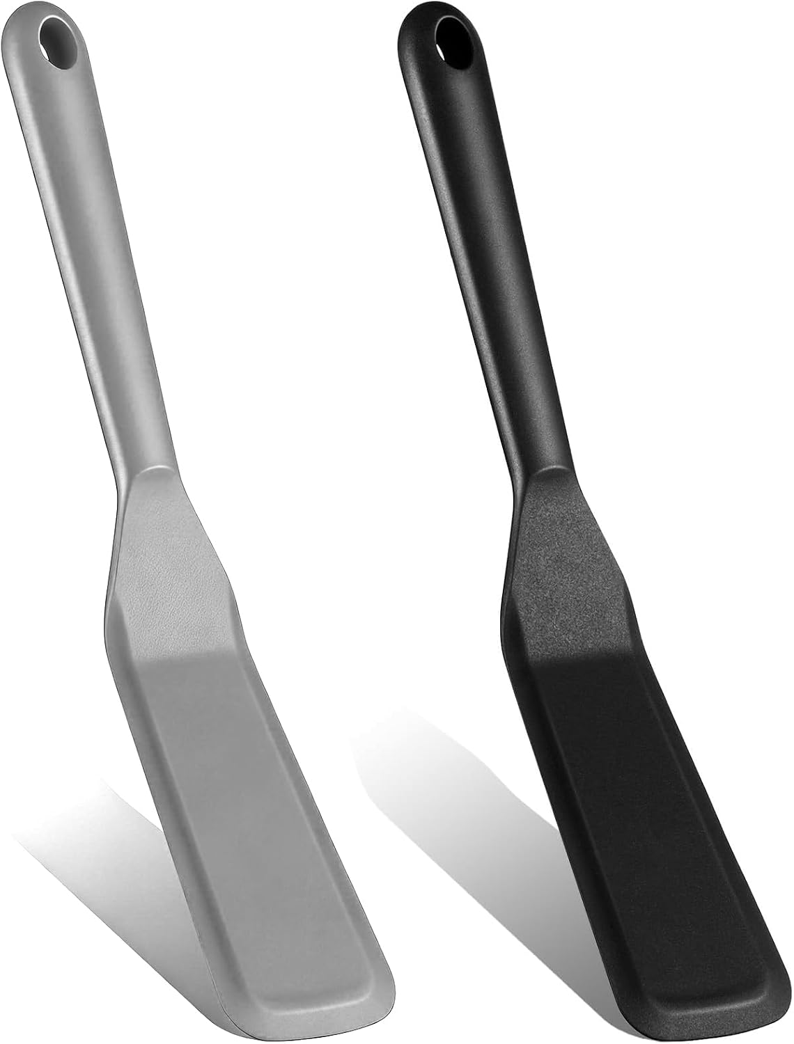2 Espátulas Silicona Cocina Larga Estrecha Antiadherente Negro Gris