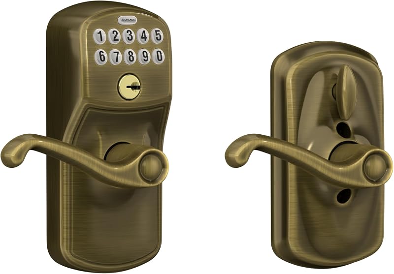 Entrada teclado Schlage FE595 con Flex-Lock latón antiguo