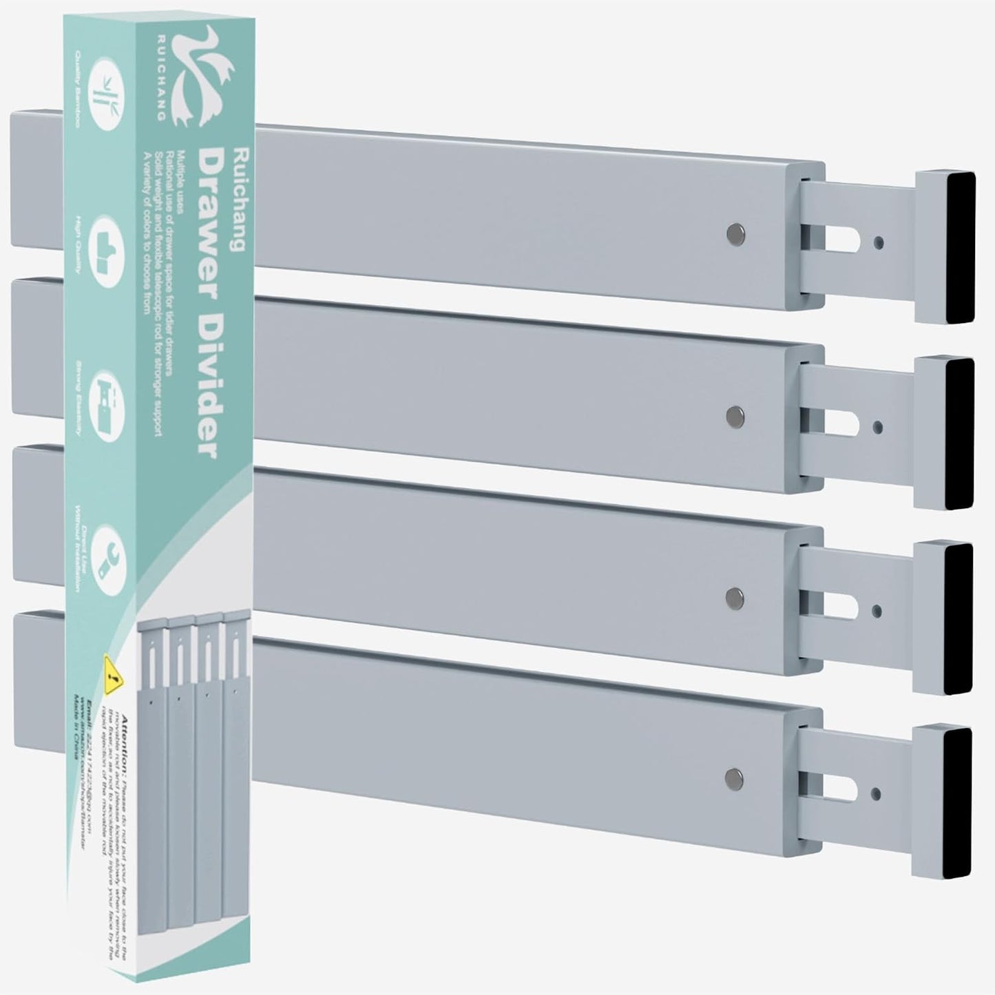 Divisor bambú cajones 17-22" organiz. 4 pzas gris
