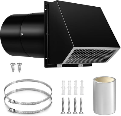 Tapa ventilación pared 8pulg cocina baño campana HVAC negro