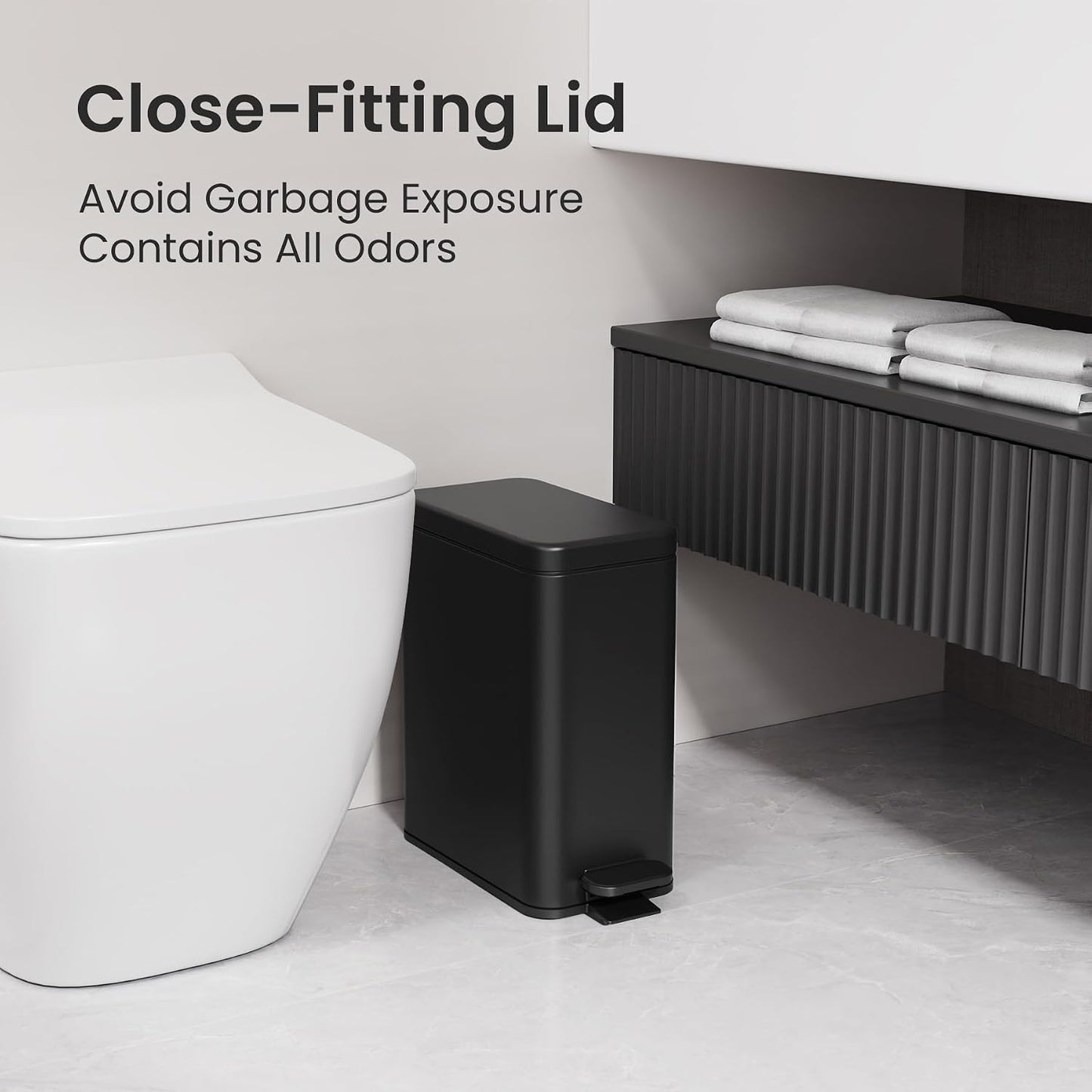 Cubo basura baño acero inox 2.6gal negro con pedal