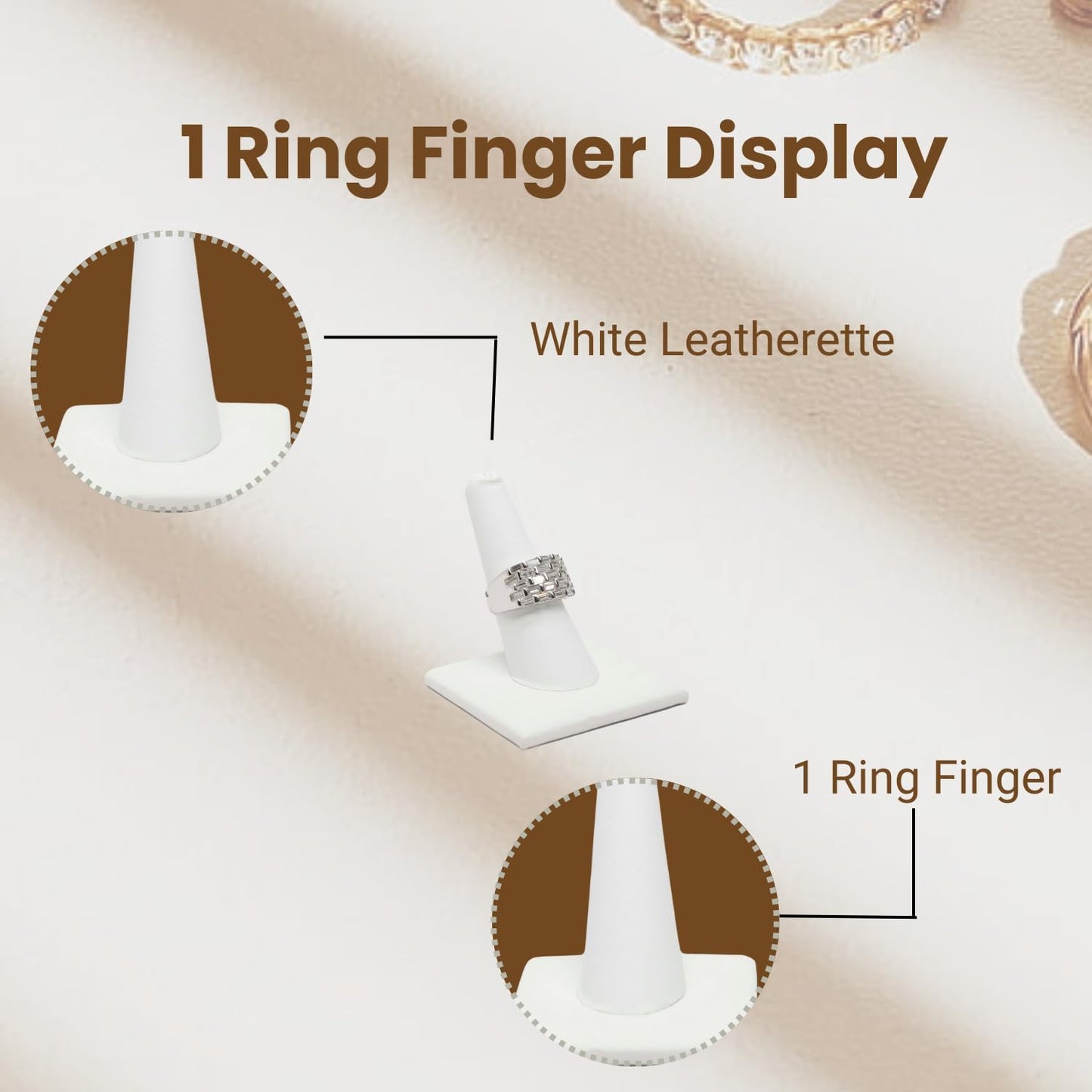 Exhibidor anillos cuero sintético blanco 244-4L