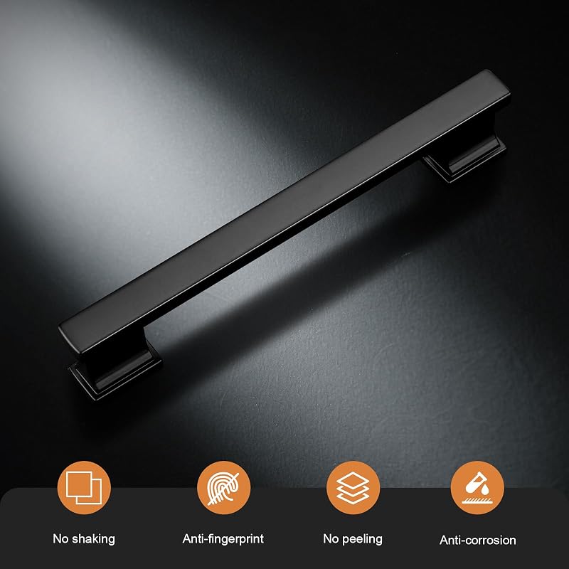 10 Manijas Gabinete Negro Mate 3 3/4" Resistentes Corrosión