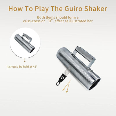 Güiro acero inox 8x3 con rascador percusión latina