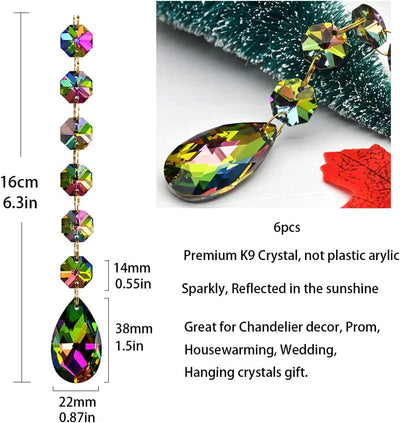 Colgantes lágrima octágono cristal para lámpara set 6