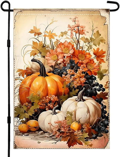 Bandera otoño jardín 12x18pulg doble cara diseño floral poliéster