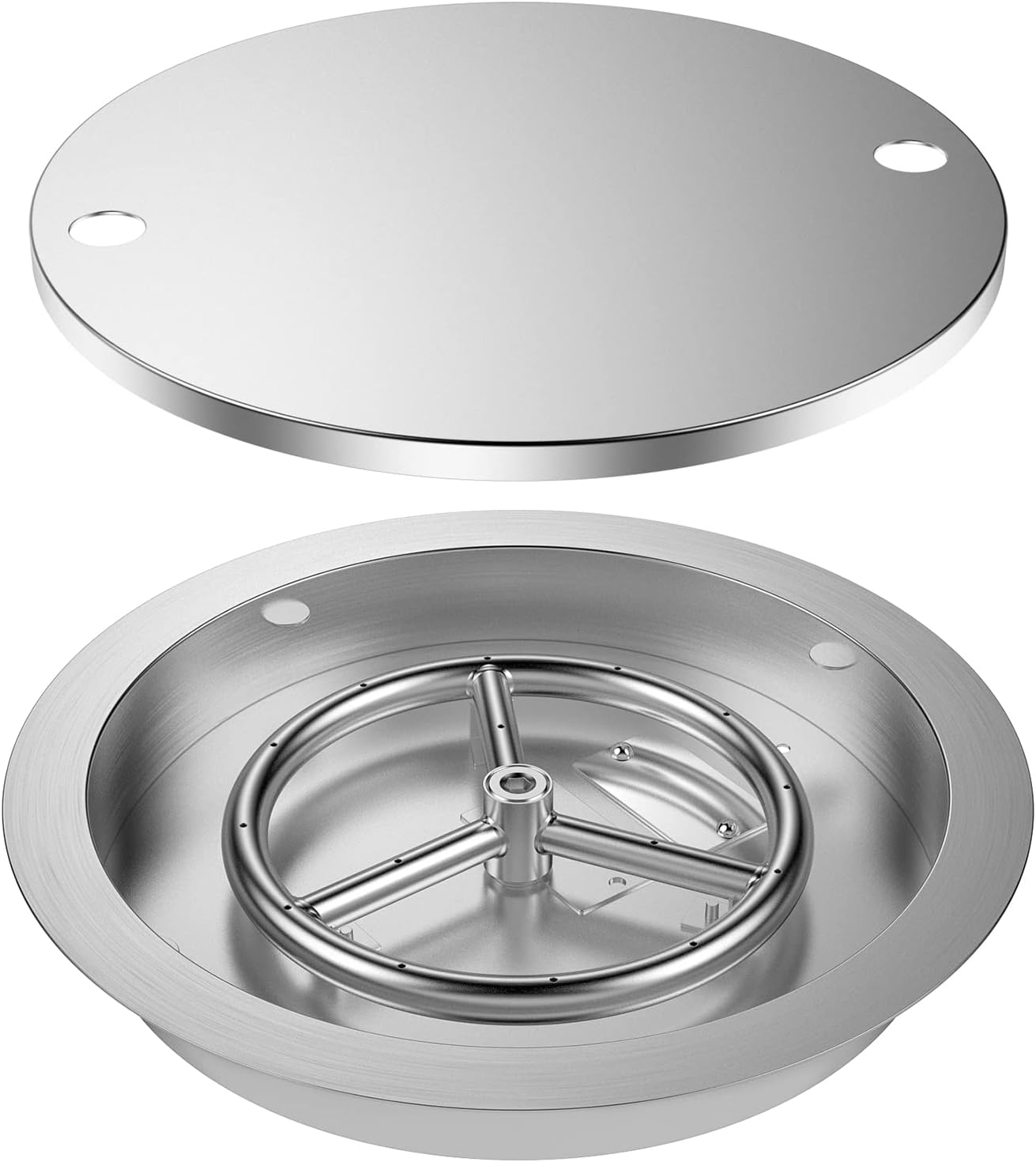 Bandeja acero inox 13pulg fogata con quemador y cubierta