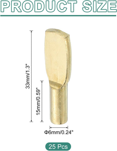25 Pasadores Soporte Estante Metal Cuchara 0.236" Dorado