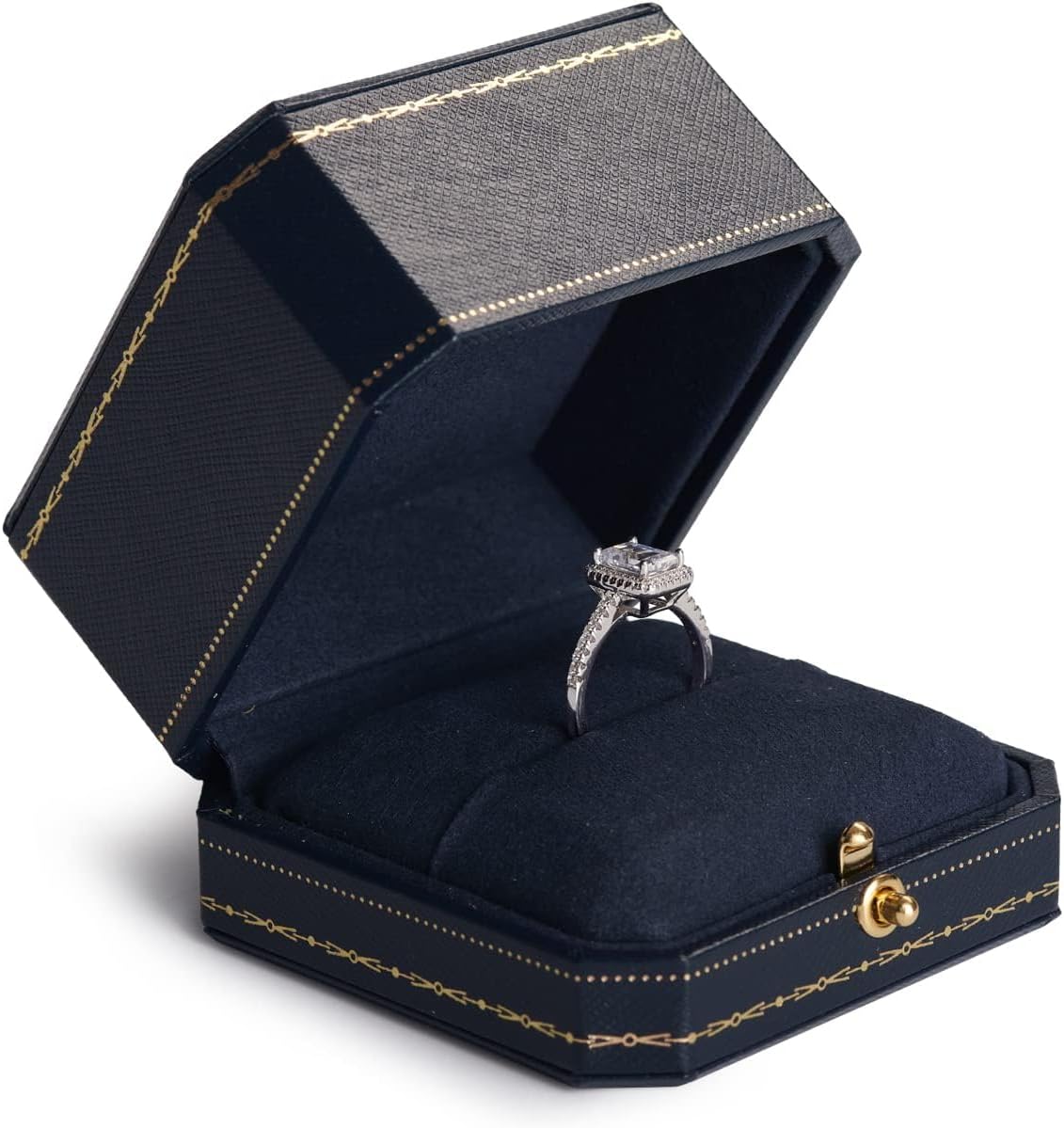 Caja anillo compromiso octagonal boda