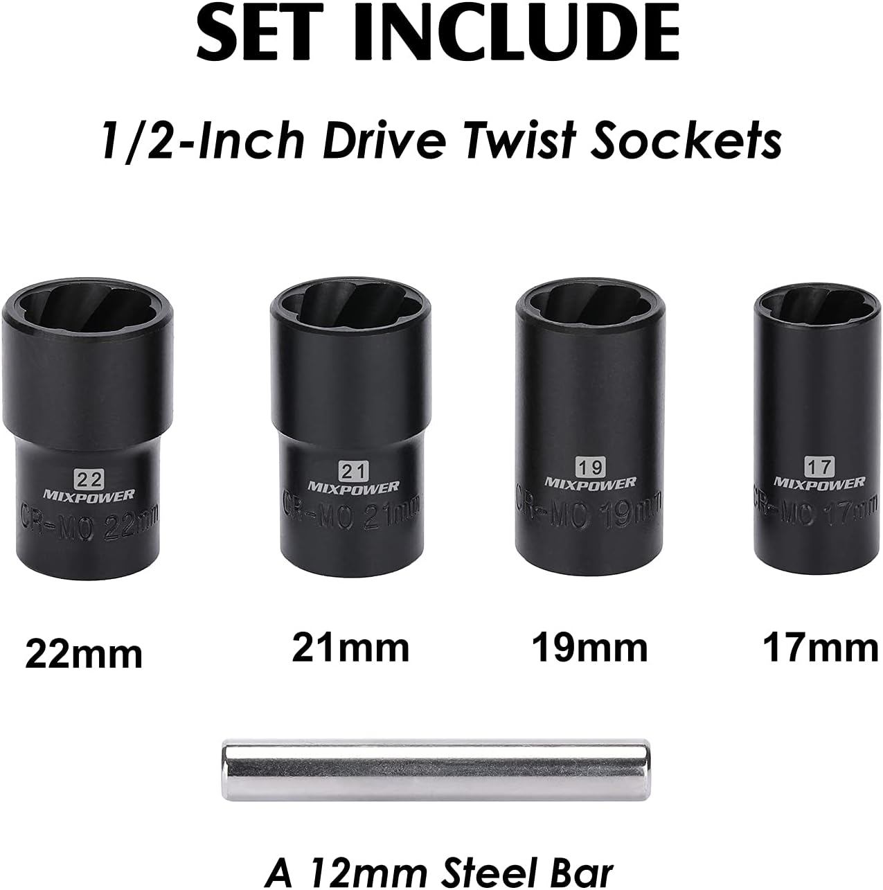 Set 5 Pzas Extractor Tuercas 1/2" 17 19 21