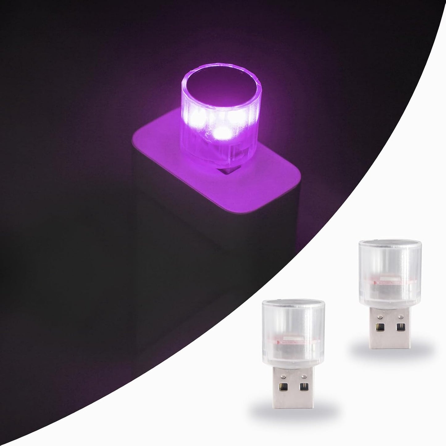 Lámpara LED USB para auto 2 pzas rosa y morado