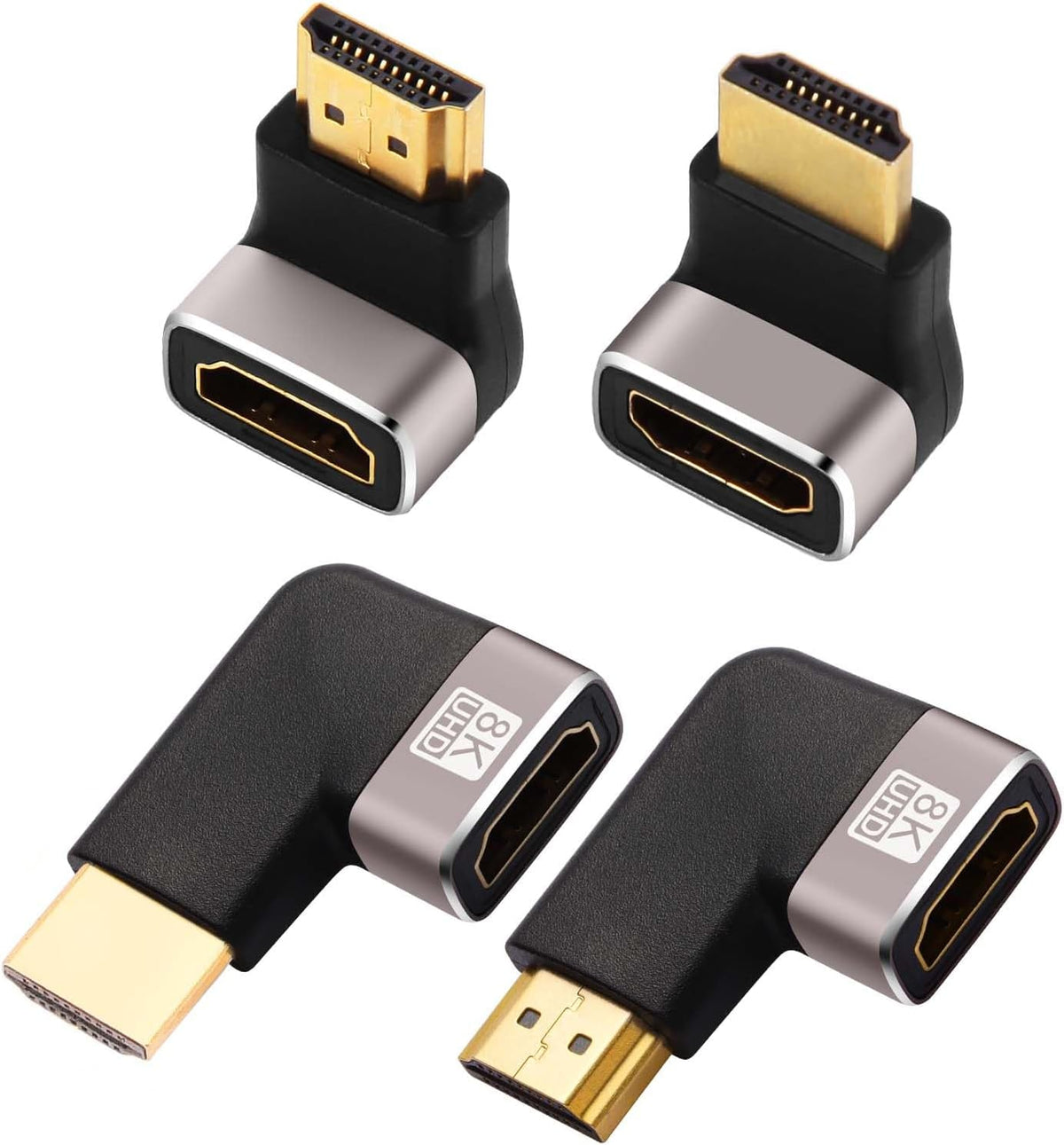 Adaptador HDMI 8K 4 Pack 90 y 270 grados chapado oro